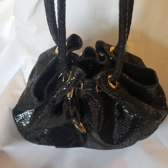 Michael Kors Black Snake Skin Hobo Large like new - Picture 5 of 10